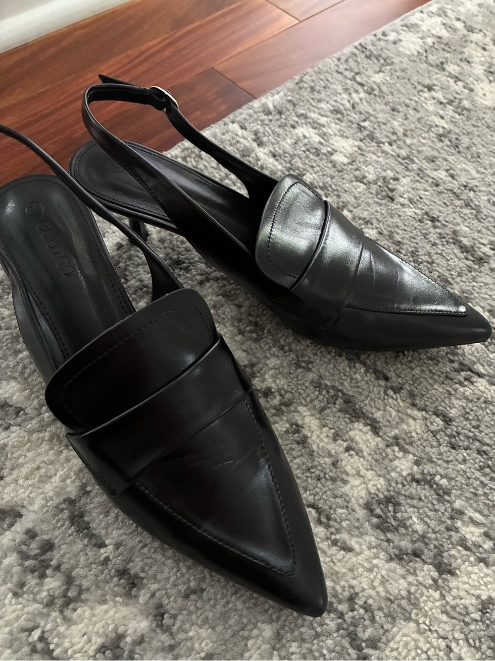 Black Pointed Slingback Kitten heels - Women